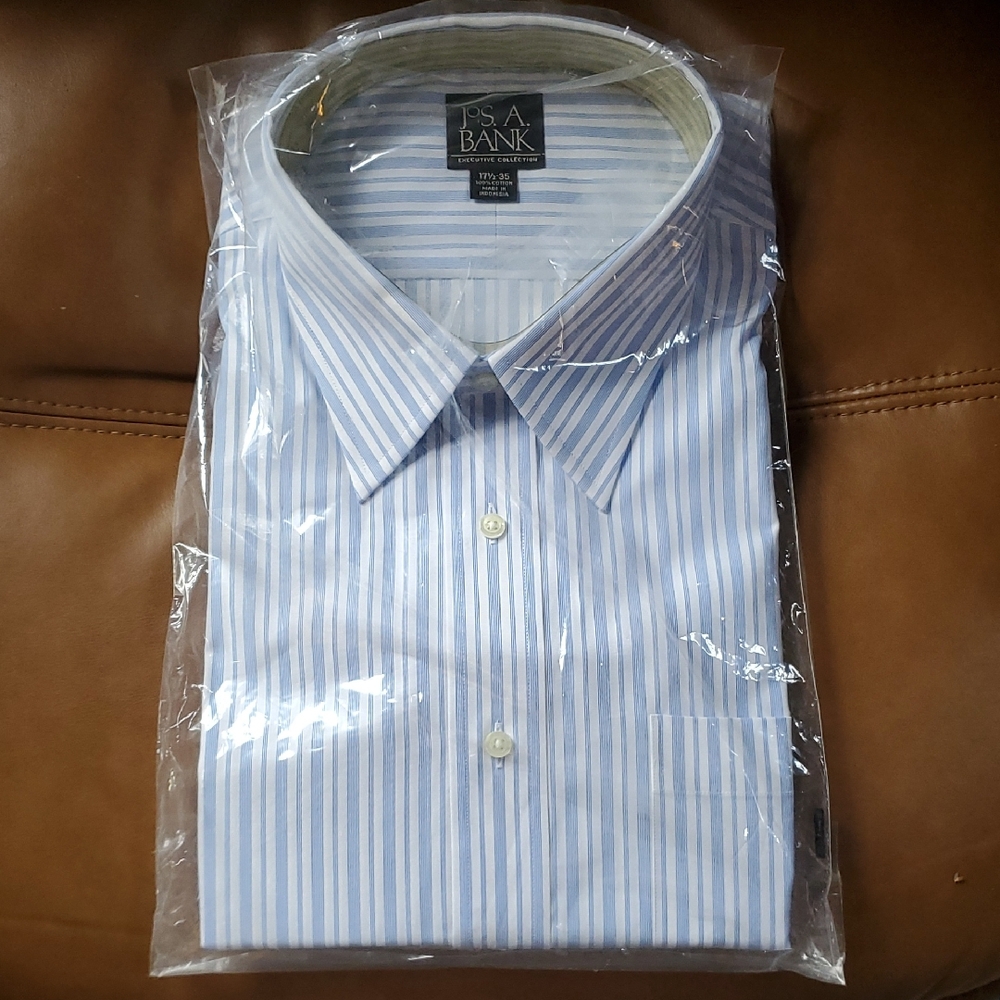Jos. A. Bank Blue and White Striped Dress Shirt